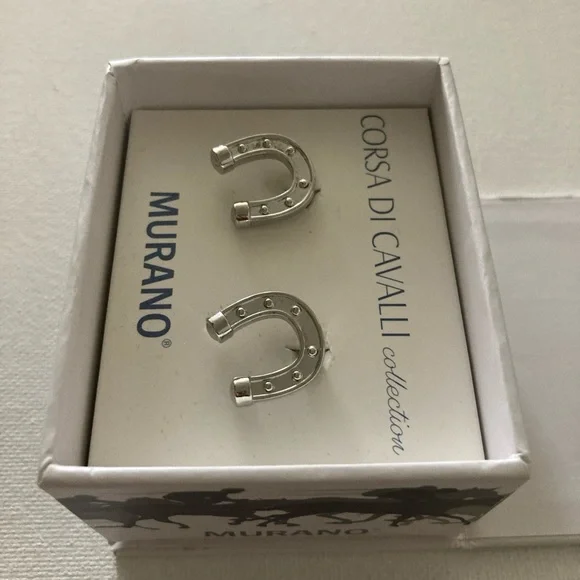 Mens Murano Corsa Di Cavalli Collection Cufflinks Horseshoe - Picture 1 of 7
